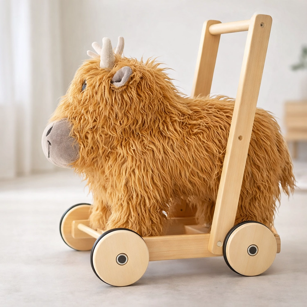 Baby Walker & Ride-On — Highland Cow | Wooden Frame |