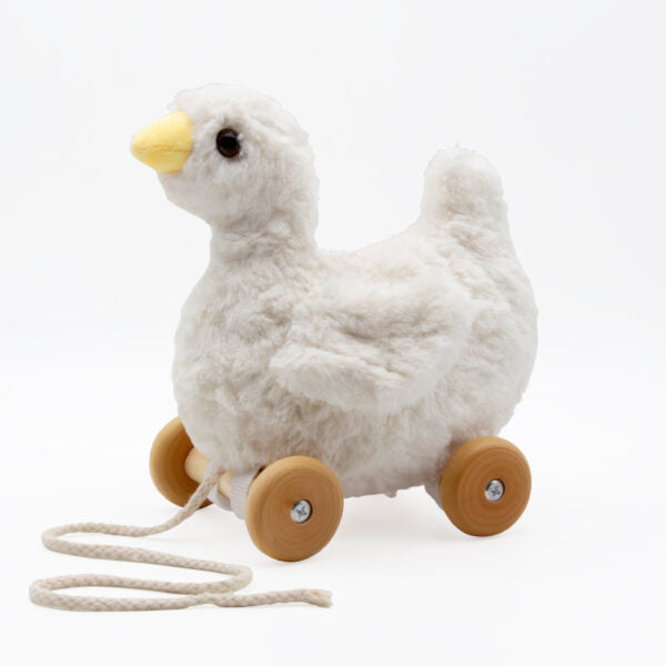 Duck Pull Along Toy — Soft Plush with Removable Wooden Wheels | 12 Months+