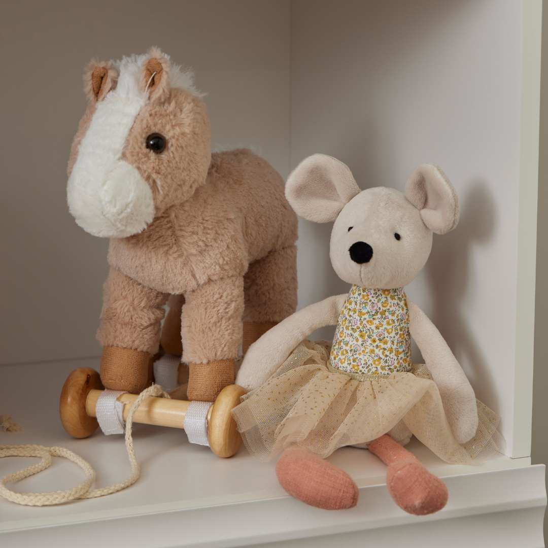 Horse Pull Along Toy — Soft Plush with Removable Wooden Wheels | 12 Months+