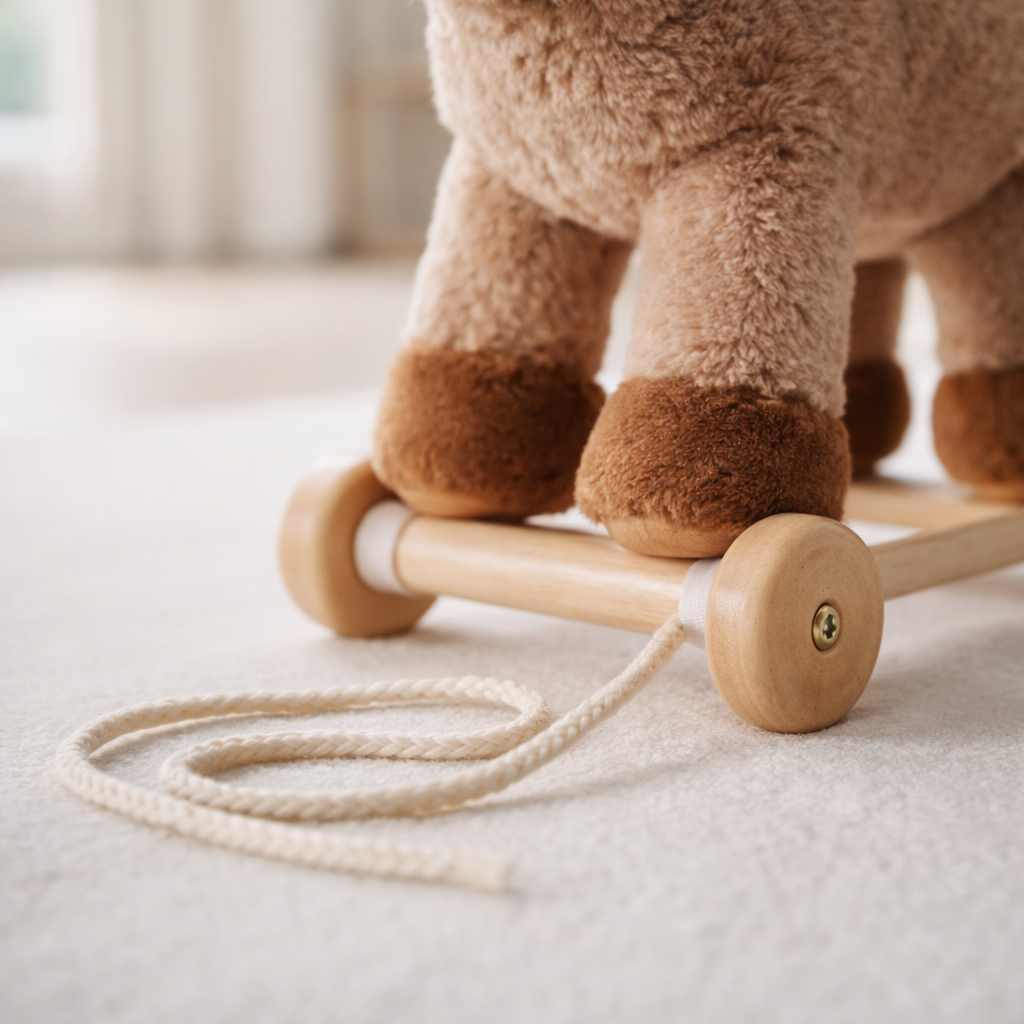 Horse Pull Along Toy — Soft Plush with Removable Wooden Wheels | 12 Months+