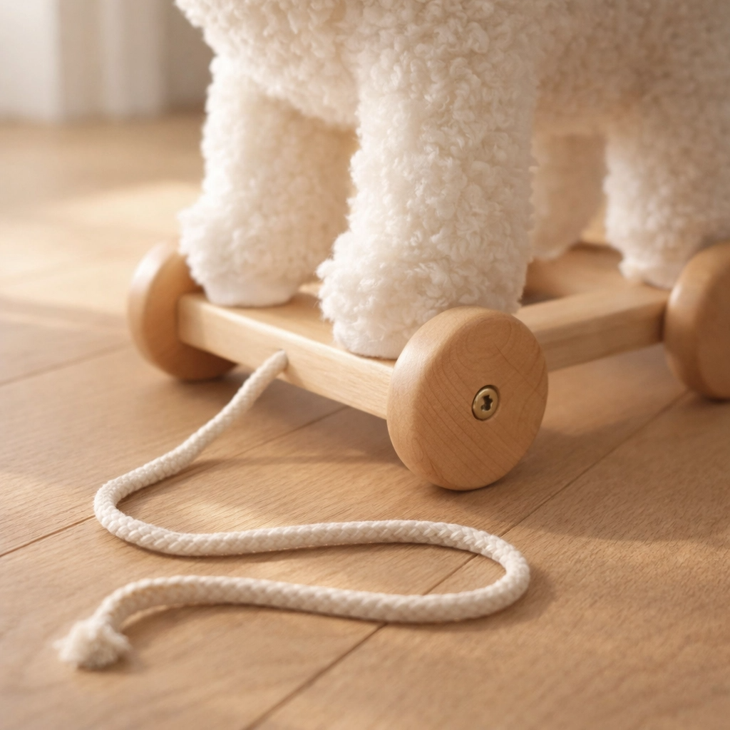 Lamb Pull Along Toy — Soft Plush with Removable Wooden Wheels | 12 Months+
