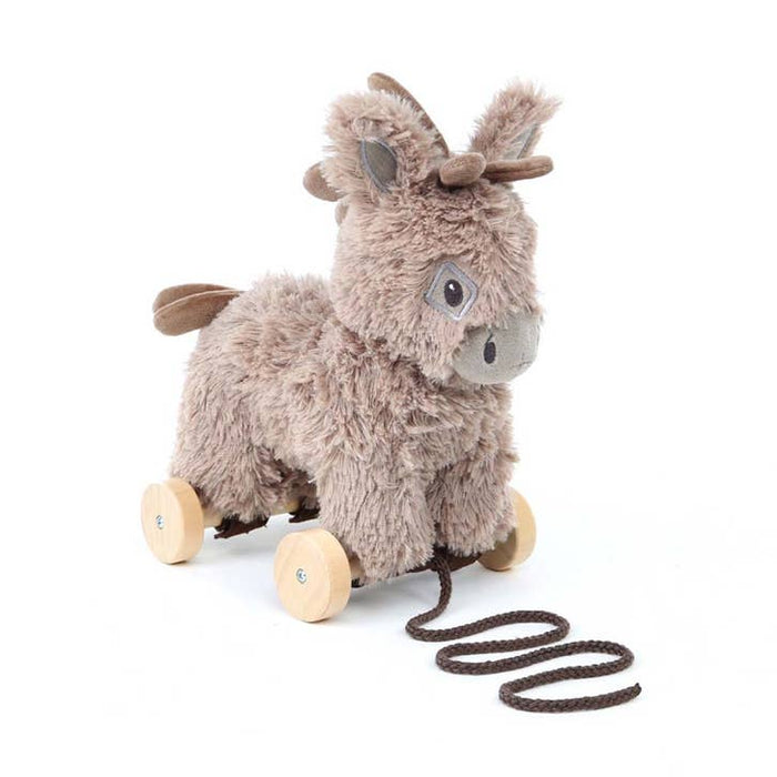 Donkey Pull Along Toy — 2-in-1 Plush Toy with Removable Wooden Wheels | 6 Months+