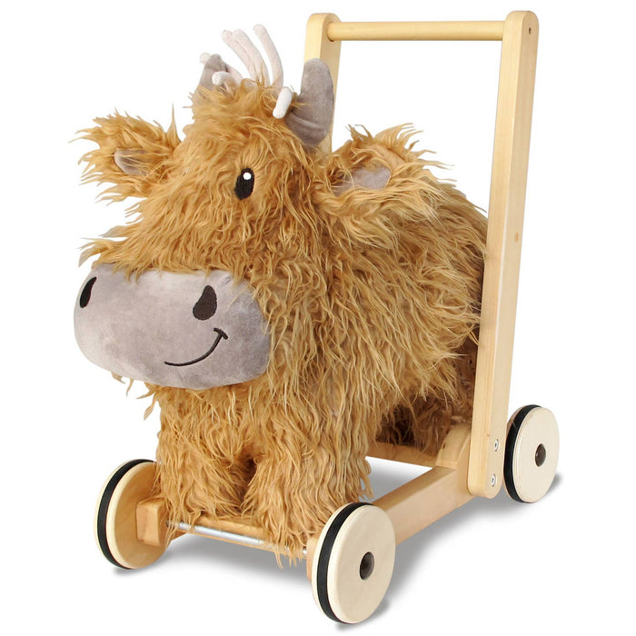 Baby Walker & Ride-On — Highland Cow | Wooden Frame |