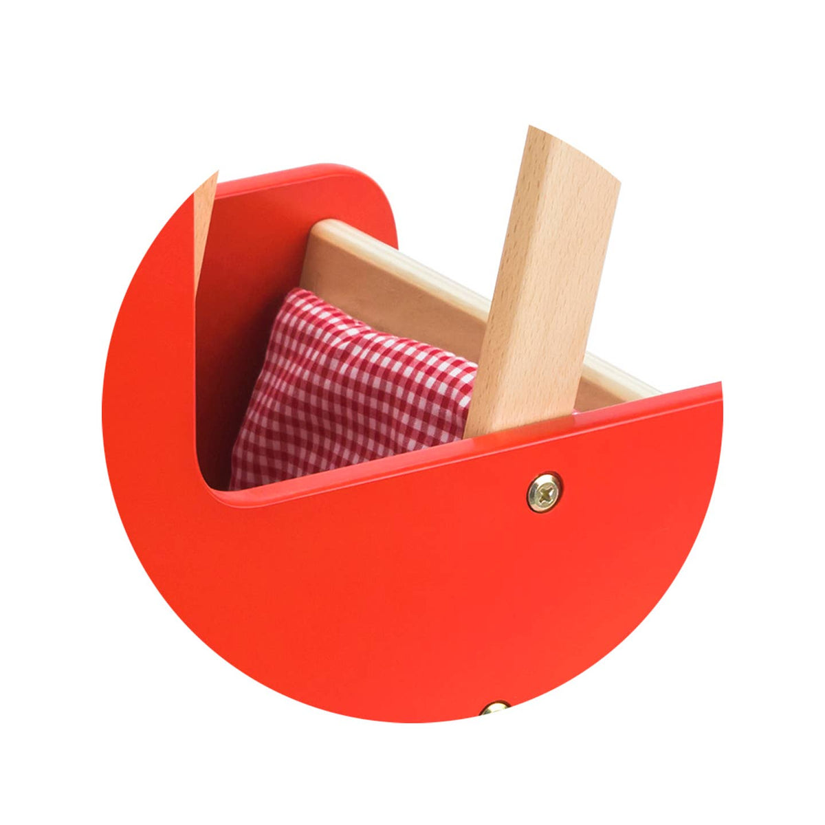 A wooden doll pram