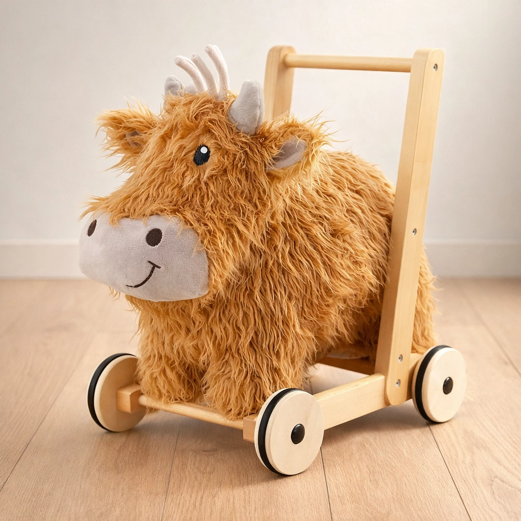 Baby Walker & Ride-On — Highland Cow | Wooden Frame |
